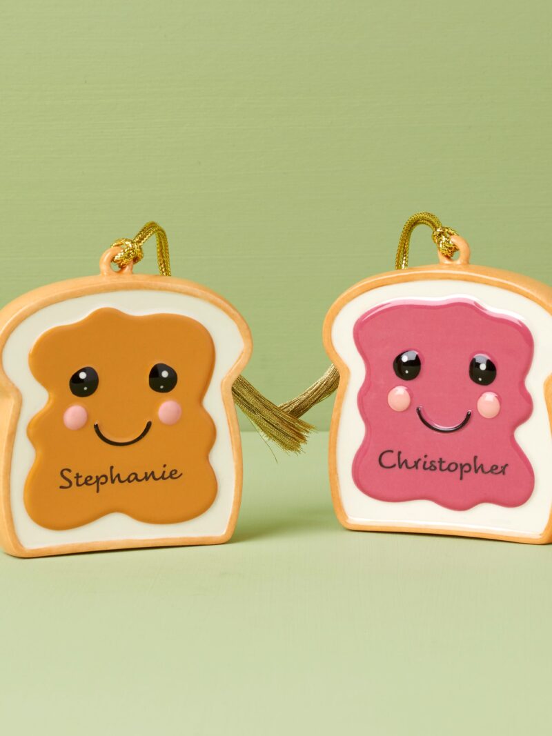 Personalized  2-Piece Peanut Butter & Jam Ornament Set